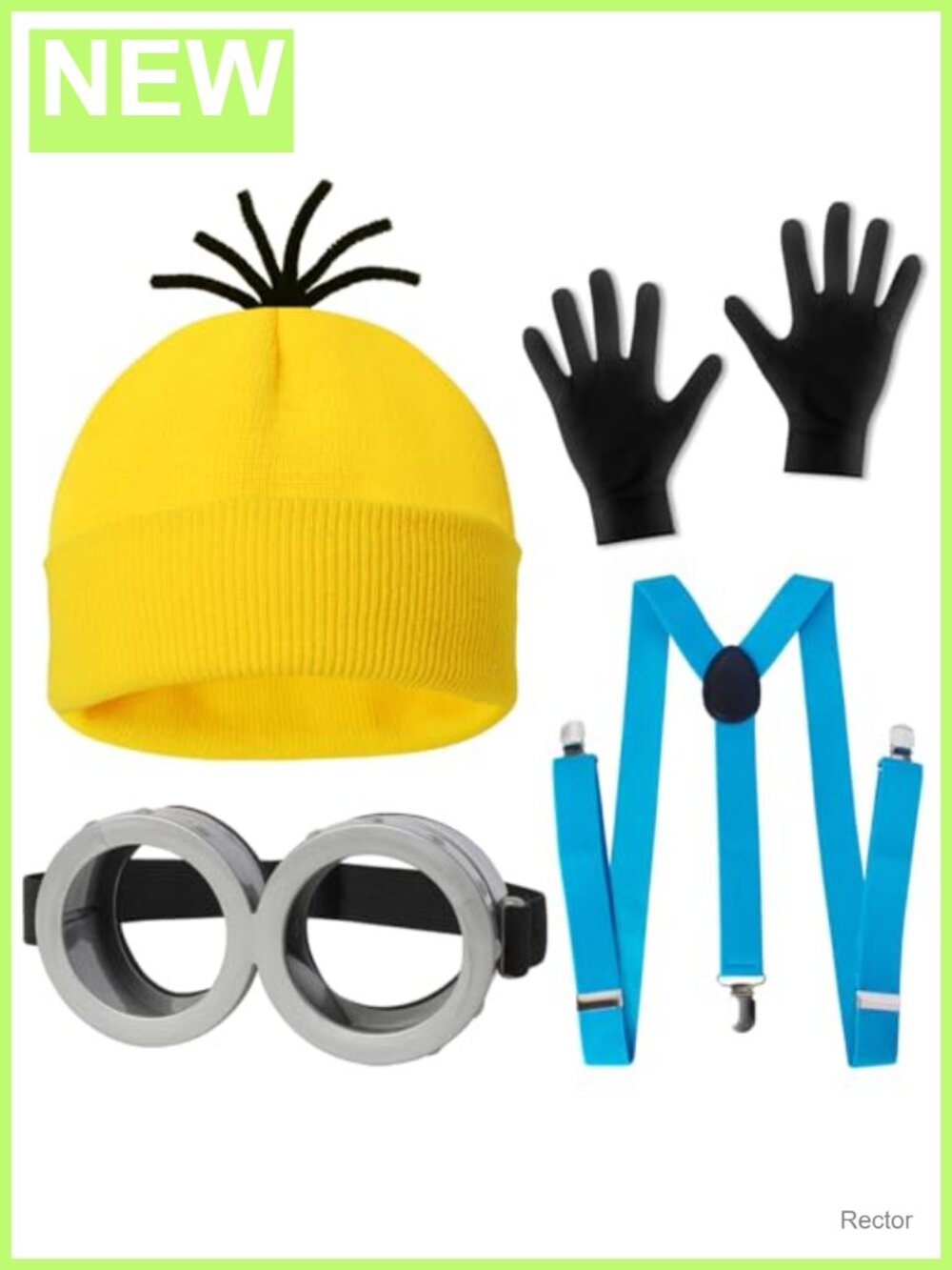 Adult Halloween Costume Set Beanie Suspenders Goggles Gloves Cosplay Accessory